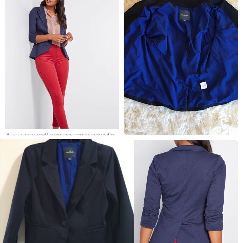 Modcloth Navy Blazer with Royal Blue Lining